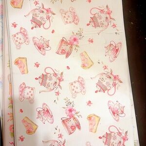 2 Tea Time Floral Teapot & Teacup Print carpet